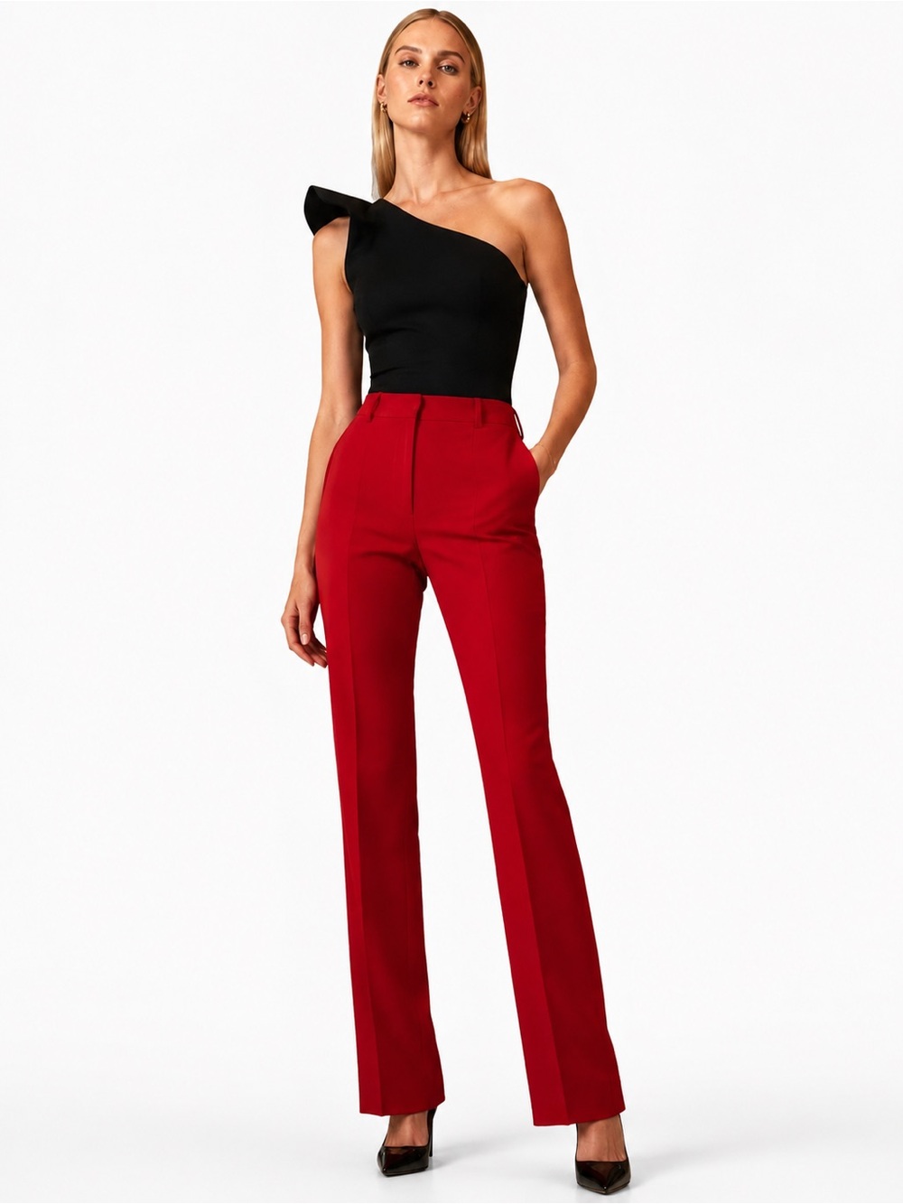 Alexander McQueen Lust Red Wool Trousers IT 44 NWT Power Dressing